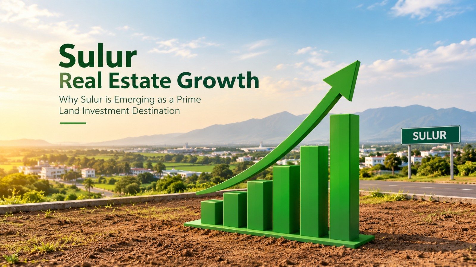 Upward trend chart on land representing Sulur Real Estate Growth