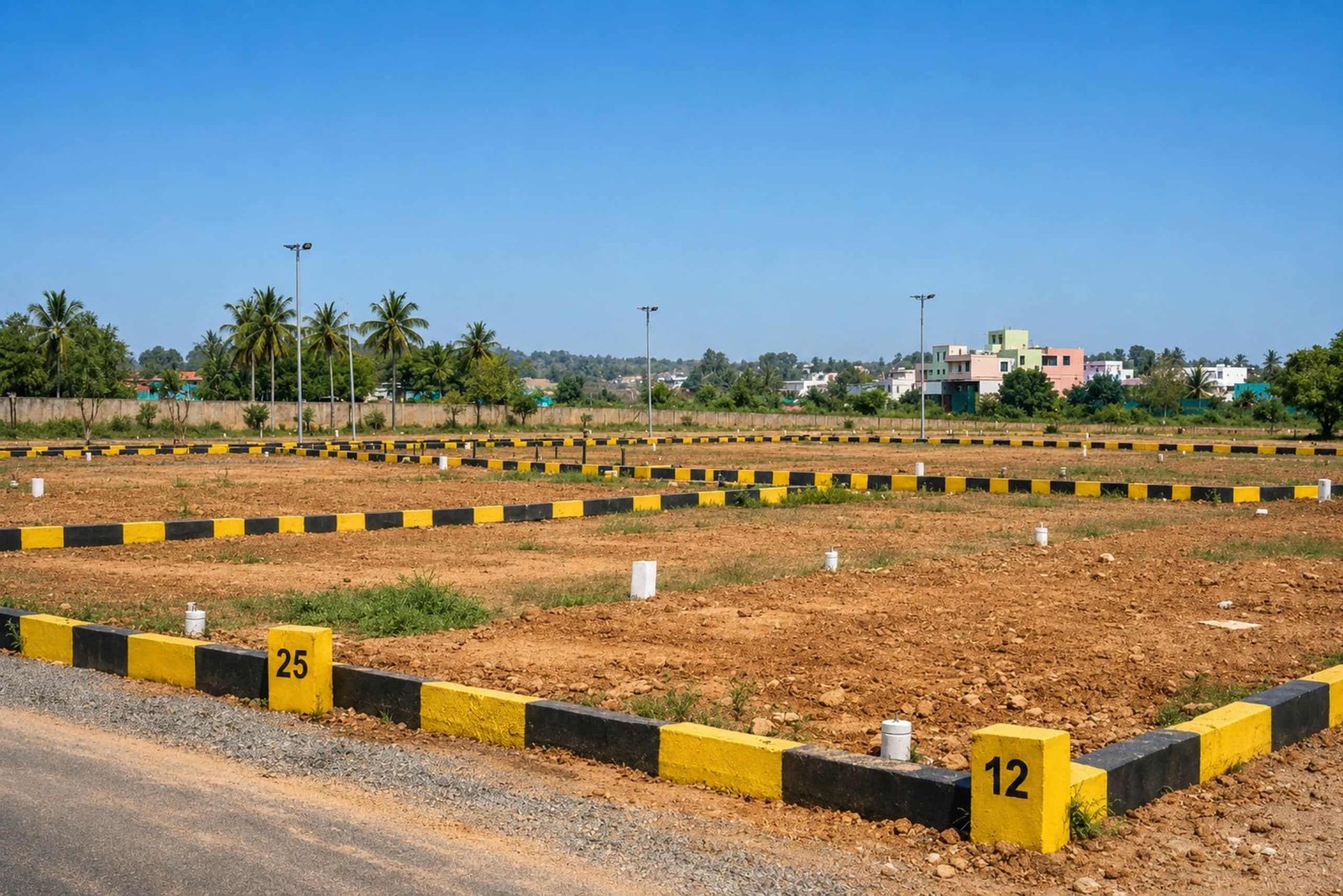 Developed plots featuring land for sale in Coimbatore with paved internal roads