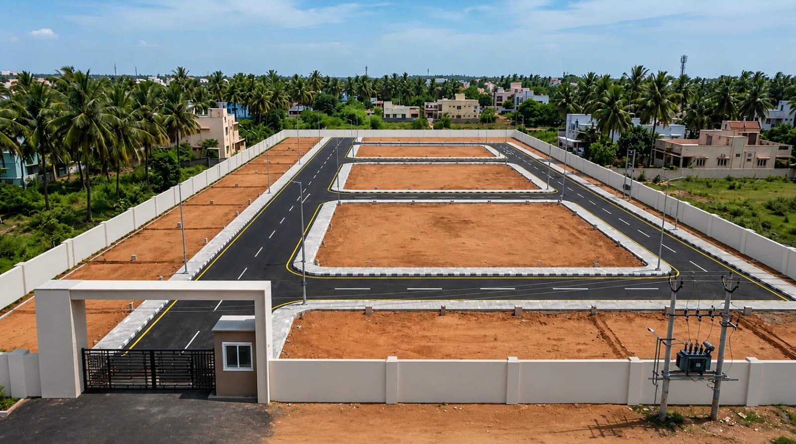 Open property area with well-laid internal roads